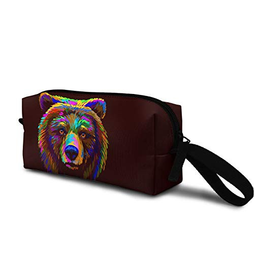 multi-colored portrait a brown bear Cosmetic Bag Cute Travel Makeup Bag Pouch Organizer Gift for Women Girls multi-colored portrait a brown bear Cosmetic Bag Cute Travel Makeup Bag Pouch Organizer Gift for Women Girls