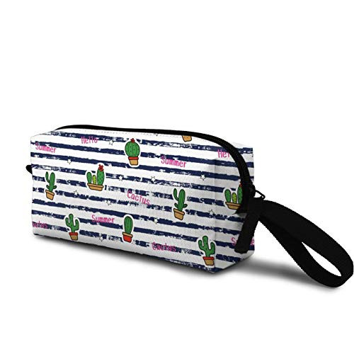 cactus and blue striped Cosmetic Bag Cute Travel Makeup Bag Pouch Organizer Gift for Women Girls cactus and blue striped Cosmetic Bag Cute Travel Makeup Bag Pouch Organizer Gift for Women Girls