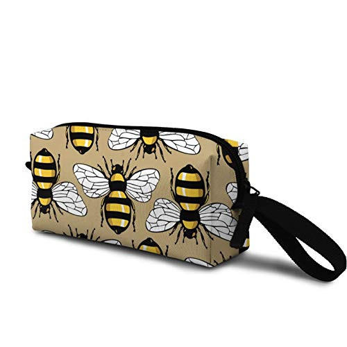Bee honey pattern Cosmetic Bag Durable Travel Makeup Bag Pouch Organizer Gift for Women Girls