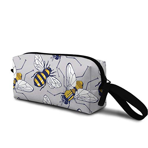 Bee fly background Cosmetic Bag Fashion Travel Makeup Bag Pouch Organizer Gift for Women Girls