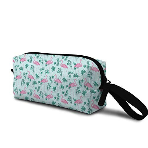 pink flamingo and palm foliage Cosmetic Bag Fashion Travel Makeup Bag Pouch Organizer Gift for Women Girls pink flamingo and palm foliage Cosmetic Bag Fashion Travel Makeup Bag Pouch Organizer Gift for Women Girls
