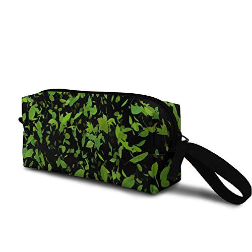 Green Flying leaves leaf Cosmetic Bag Fashion Travel Makeup Bag Pouch Organizer Gift for Women Girls Green Flying leaves leaf Cosmetic Bag Fashion Travel Makeup Bag Pouch Organizer Gift for Women Girls