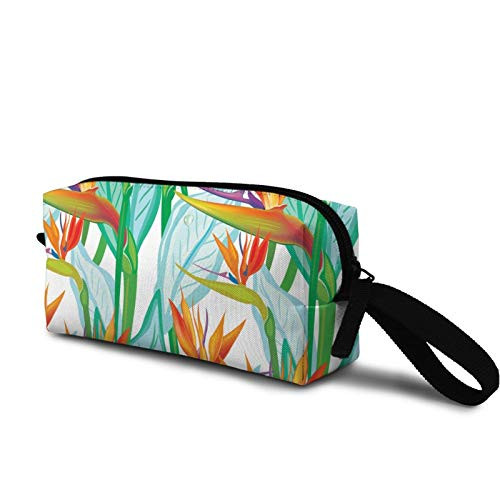 floral pattern with Strelitzia Cosmetic Bag Durable Travel Makeup Bag Pouch Organizer Gift for Women Girls floral pattern with Strelitzia Cosmetic Bag Durable Travel Makeup Bag Pouch Organizer Gift for Women Girls