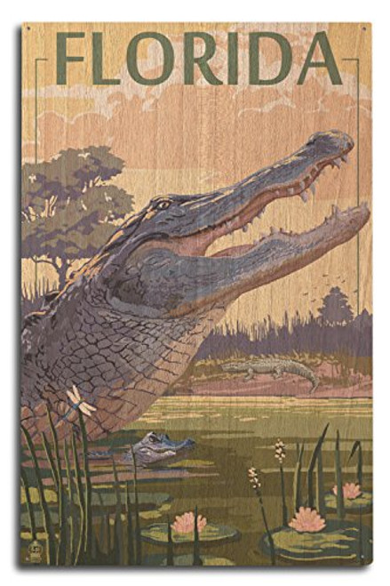 Lantern Press Florida - Alligator Scene  10x15 Wood Wall Sign Wall Decor Ready to Hang Lantern Press Florida - Alligator Scene  10x15 Wood Wall Sign Wall Decor Ready to Hang