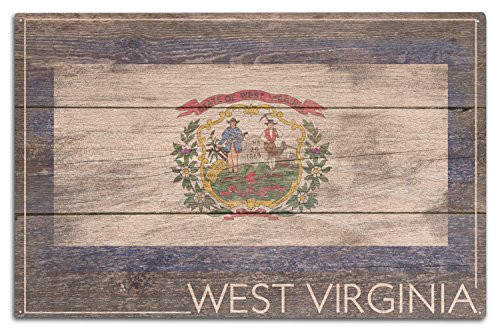 Lantern Press Rustic West Virginia State Flag  10x15 Wood Wall Sign Wall Decor Ready to Hang
