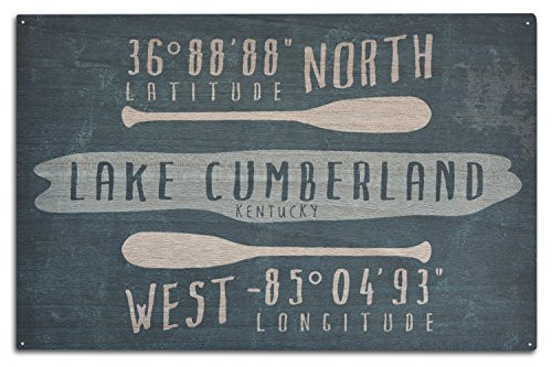 Lake Cumberland Kentucky - Lake Essentials - Latitude and Longitude  10x15 Wood Wall Sign Wall Decor Ready to Hang