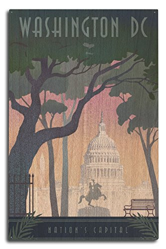 Lantern Press Washington DC - Nations Capitol - Lithograph  10x15 Wood Wall Sign Wall Decor Ready to Hang