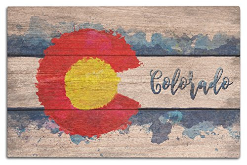 Lantern Press Colorado State Flag - Watercolor - Rustic  10x15 Wood Wall Sign Wall Decor Ready to Hang