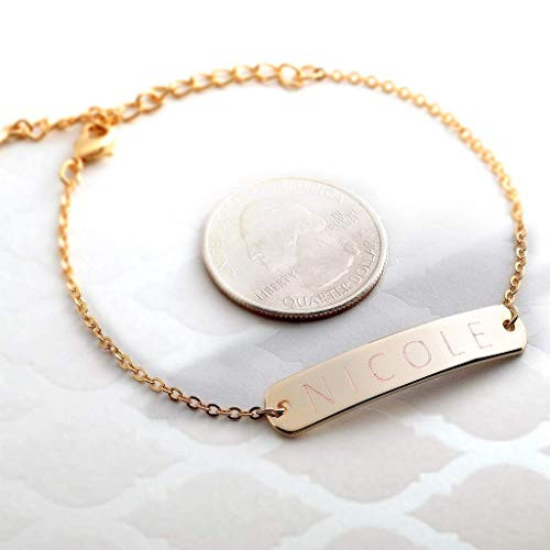 Large Name Round Bar Bracelet 16k Gold Silver Rose Gold plated multi occasions valentines Day Christmas Bridesmaid Wedding gift