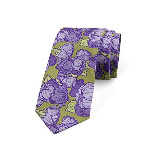 Ambesonne Floral Mens Tie Random Cluttered Layout of Blossoming Buds in Muted Tones Blooming Garden Art 3.7 inch  Multicolor