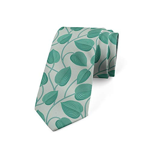 Ambesonne Mens Tie Flourish Leafy Garden Necktie 3.7 inch  Sage Green Seafoam