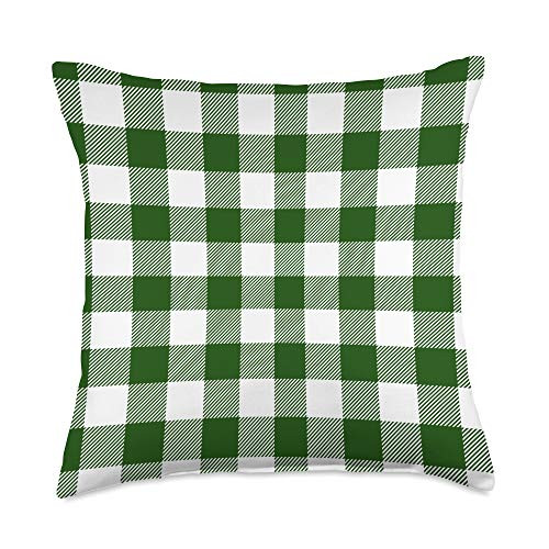 St Patricks Day Decorations  and  Irish Accessoires Happy St Patricks Day Cover Green White Buffalo Plaid Throw Pillow 18x18 Multicolor