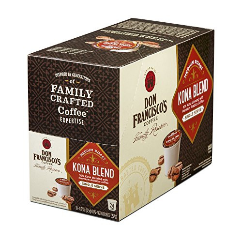 Don Francisco's Single Serve Coffee Pods, Kona Blend Medium Roast, Compatible with Keurig K-cup Brewers, 24 Count Don Francisco's Single Serve Coffee Pods, Kona Blend Medium Roast, Compatible with Keurig K-cup Brewers, 24 Count
