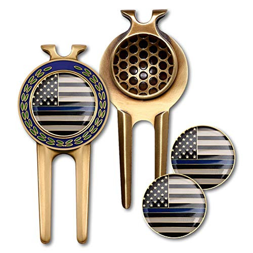Armed Forces Depot Police Blue Line Golf Divot Tool and Balls Markers