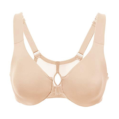 DELIMIRA Womens Comfort Underwire Full Coverage Non-Foam Racerback Front Closure Bra Beige 48E