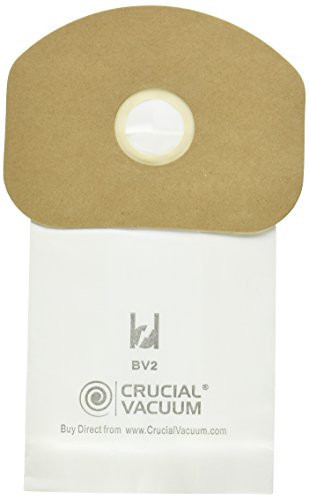 Crucial Vacuum 10 Eureka Sanitaire BV-2 Bags Fits Back Pack SC412, BV-2, Eureka/Sanitaire SC412 BV-2 PowerFlite 6-Quart PF300BP/PF 600BP Tennant VBP-6 Tornado Piranha/PV6, Compare to Part # 62370