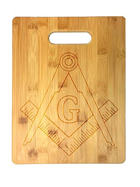 Mason Masons Masonic Live Better Logo Symbols - Laser Engraved Bamboo Cutting Board - Wedding Housewarming Anniversary Birthday Fathers Day Gift