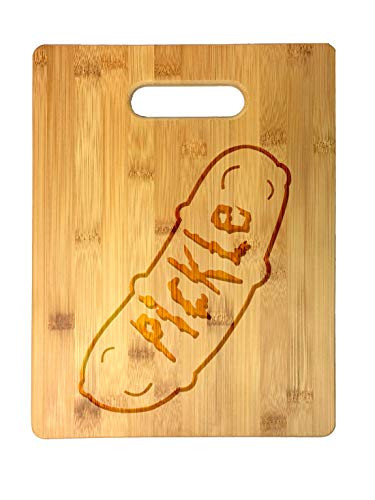 Pickle Cartoon Parody Laser Engraved Bamboo Cutting Board - Wedding Housewarming Anniversary Birthday Fathers Day Gift