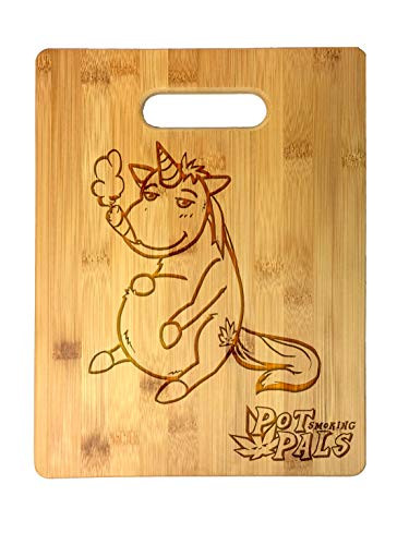 Pot Smoking Pals Unicorn Laser Engraved Bamboo Cutting Board - Wedding Housewarming Anniversary Birthday Fathers Day Gift
