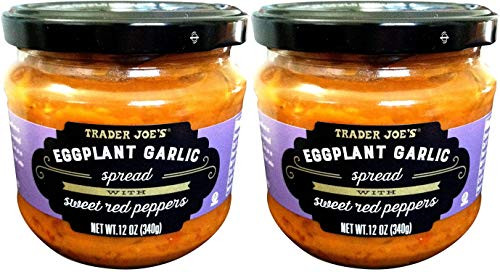 Trader Joes Eggplant Garlic Spread with Sweet Red Peppers Pack of 2