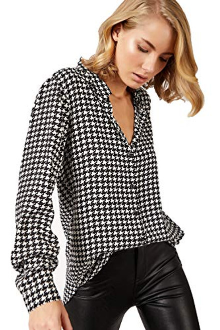 Womens Tops and Blouses Long Sleeve Button Down Shirts for Women Fashion  Black and White Small