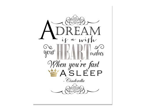 A Dream Is A Wish Your Heart Makes Print   Cinderella Quote   Princess Party Decor   Disney Artwork   Decor For Home