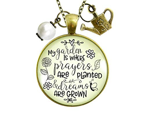 Gutsy Goodness Faithful Gardener Necklace My Garden Where Prayers are Planted Gift Jewelry 36 inch