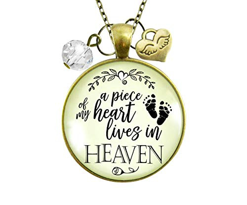 Gutsy Goodness 36 inch  Miscarriage Baby Loss Necklace Piece of Heart Heaven Memory Angel Wing Jewelry
