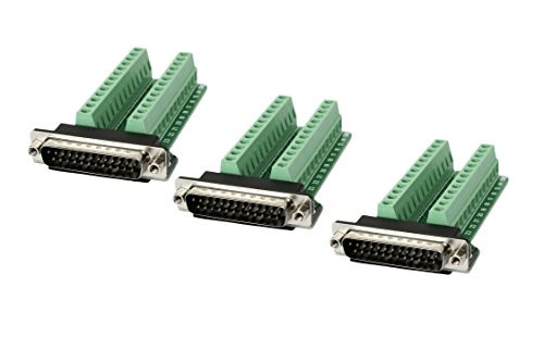 Connector Db25 D-sub Male Plug 25-pin Port Terminal Breakout PCB Board (3 Pack)