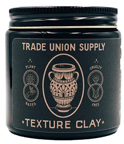 Trade Union Supply TEXTURE CLAY Hair Pomade   Matte Finish   Medium-Firm Hold   4 ounces   Cruelty-Free   Plant Based
