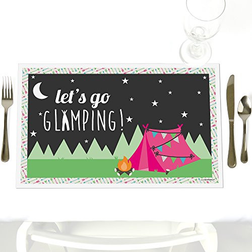Big Dot of Happiness Let's Go Glamping - Party Table Decorations - Camp Glamp Party or Birthday Party Placemats - Set of 12