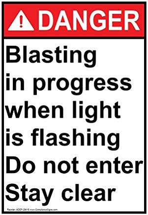 liuKen Danger Blasting in Progress When Light is Flashing Do Not Enter Stay Clear Funny Warning Signs for Property Aluminum for Home Gate OSHA Safety Hazard Sign 8 inch x12 inch
