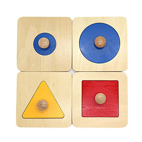 HOVTOIL Wood Board Toy Montessori Wood Knob Puzzle Peg Board Geometric Shape Match Baby Educational Toy Interactive Toy Brain Teaser Kids Gift 1 B