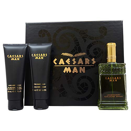 Caesars Man by Caesars 3 Piece Set Includes  4.0 oz Eau de Cologne Spray  plus  3.4 oz After Shave Balm  plus  3.4 oz Hair and Body Wash