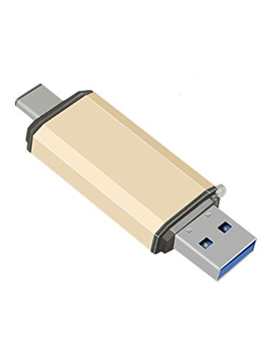 Uactor 1pcs 32GB USB 3.0 Flash Drive for Type-C Smartphone and Tablets Waterproof Pen Drive USB-C/3.0 USB Flash Memory Disk Gold