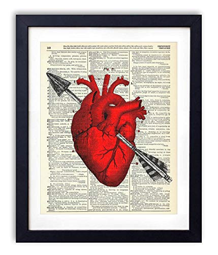 Heart With Arrow Upcycled Vintage Dictionary Art Print 8x10