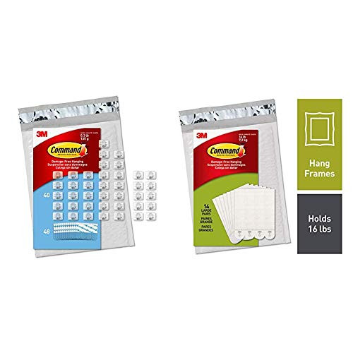 Command Light Clips Mini Clear 45 Clips 54 Strips Indoor Use  CL806-45NA  with Picture Hanging Strips 14 Pairs  28 Strips