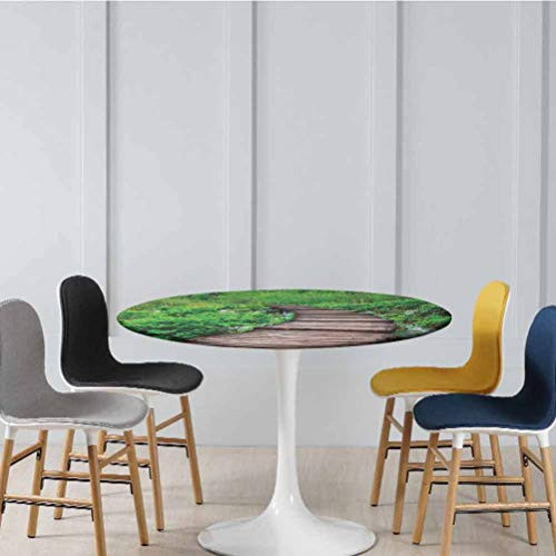 Table Covers Pathway in Pond over the Lake Natural Organic Life Rainforests into the Wild Photo Spill-Proof Water Repellent Table Cover No Fabric Draping Down for Puppy to Grab Diameter - 39 Inch