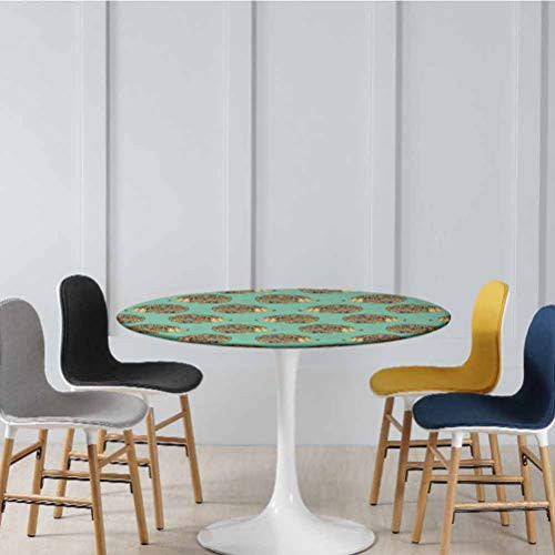 Elasticized Tablecloth Abstract Animal Design Cartoon Style Cute Creatures Funny Faces Friendly Spill-Proof Water Repellent Table Cover No Fabric Draping Down for Puppy to Grab Sea Diameter - 39 Inch