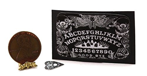 Dollhouse Miniature Black Ouija Board Game with Cemetery Design