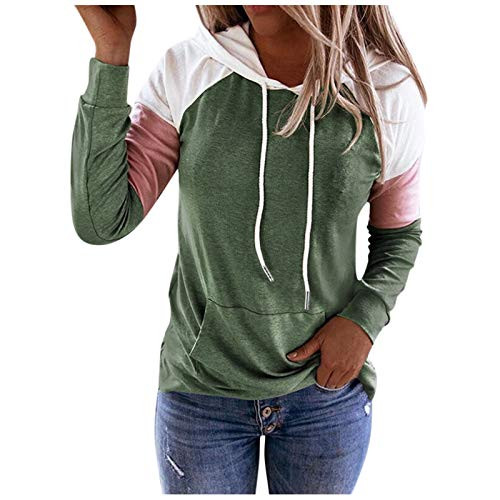 Womens Hoodie Sweatshirt with Pocket Casual Pullover Tunic Top Long Sleeve Shirt Swing Sweatshirt Green