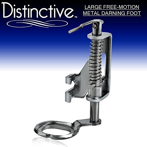 Distinctive Large Metal Darning/Free Motion Sewing Machine Presser Foot - Fits All Low Shank Singer, Brother, Babylock, Euro-Pro, Janome, Kenmore, White, Juki, New Home, Simplicity, Elna and More!