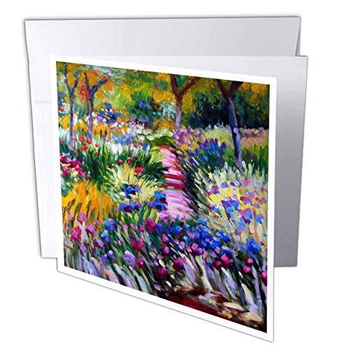 3dRose VintageChest Masterpieces - Claude Monet - Iris Garden at Giverny - 6 Greeting Cards with envelopes gc_303318_1 3dRose VintageChest Masterpieces - Claude Monet - Iris Garden at Giverny - 6 Greeting Cards with envelopes gc_303318_1