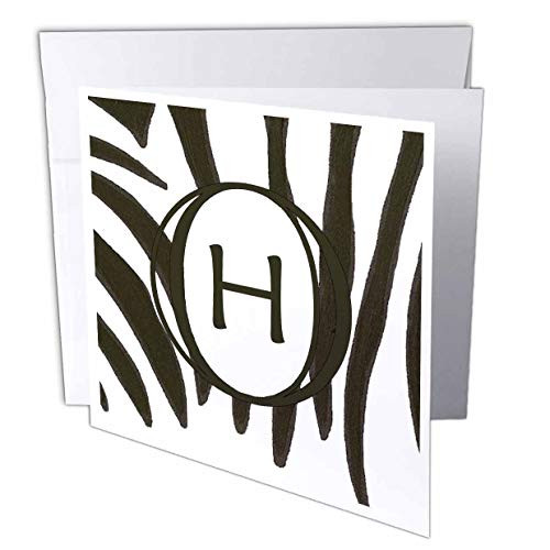3dRose CherylsArt Monograms - Black and White Zebra Print Stripes Monogram Letter H - 6 Greeting Cards with envelopes  gc_312254_1