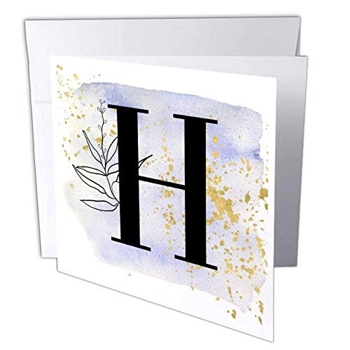 3dRose Anne Marie Baugh - Monograms - Modern Image of Blue Watercolor Image of Gold Splatter Monogram H - 6 Greeting Cards with envelopes  gc_318081_1 3dRose Anne Marie Baugh - Monograms - Modern Image of Blue Watercolor Image of Gold Splatter Monogram H - 6 Greeting Cards with envelopes  gc_318081_1