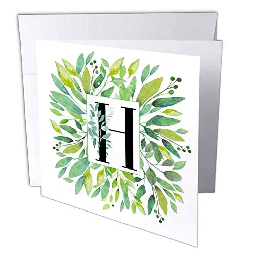 3dRose Anne Marie Baugh - Monograms - Pretty Image of Watercolor Greenery Leaves Monogram H - 6 Greeting Cards with envelopes  gc_318101_1 3dRose Anne Marie Baugh - Monograms - Pretty Image of Watercolor Greenery Leaves Monogram H - 6 Greeting Cards with envelopes  gc_318101_1