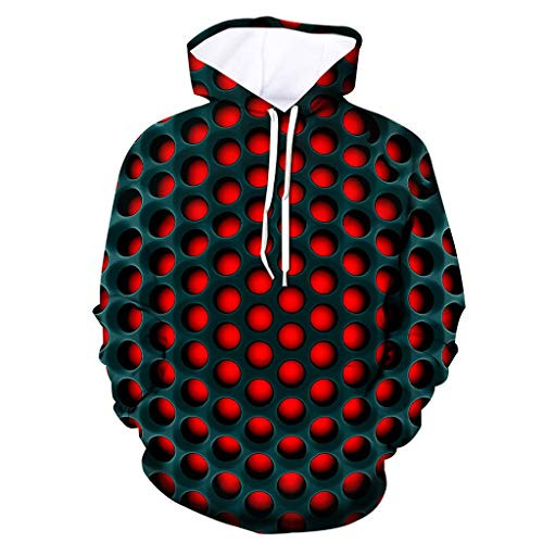GREFER Sweatshirts Mens Creative 3D Digital Geometric Printing Hoodies - Heavyweight Long Sleeve Outwear T-Shirts D-black