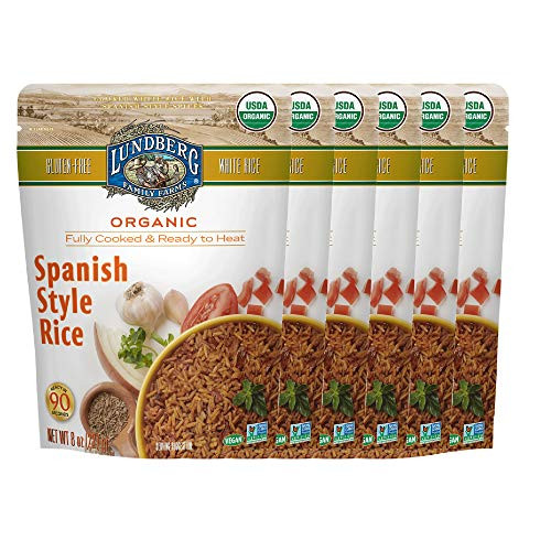 Lundberg Organic Fully Cooked  and  Ready To Heat White Rice Spanish Style 8 Oz  6 Count  Gluten-Free Vegan USDA Certified Organic Non-GMO Project Verified