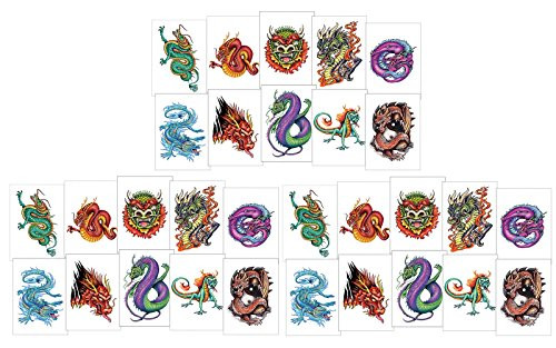 Large Dragon Ink Temporary Tattoos for Party Favor / Party Activity - 30 Sheets