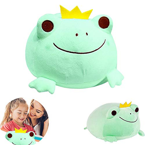 Asibeiul Super Soft Frog Plush Cute Frog Stuffed Animal with Smile Face Frog Plush Pillow Adorable Plush Frog Toy Gift for Kids Children Girls Boys Unique Crown Frog Decoration  Green42cm